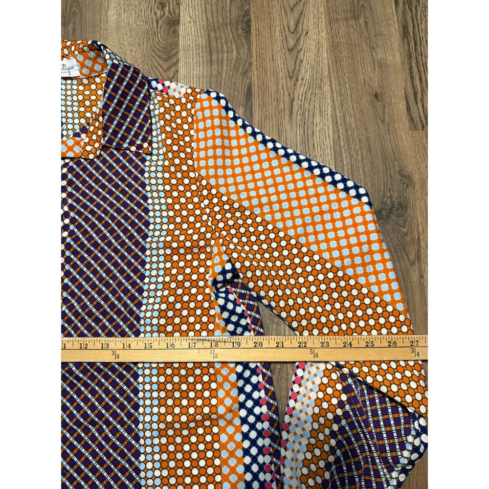 Mad Boutique Shirt Womens XL Orange Purple Black Blue Long Sleeve Button Up - Picture 6 of 10